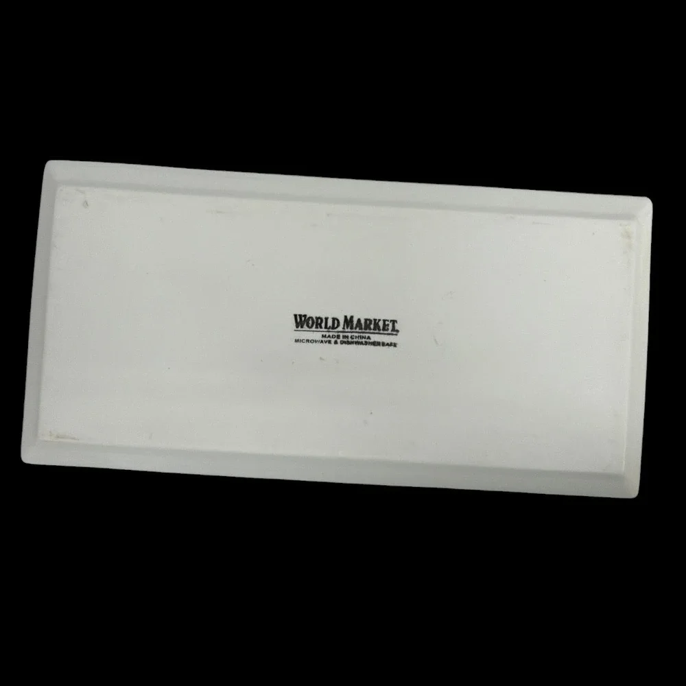 World Market White Rectangular Platter Plate Tray 5.25x10.75 EUC